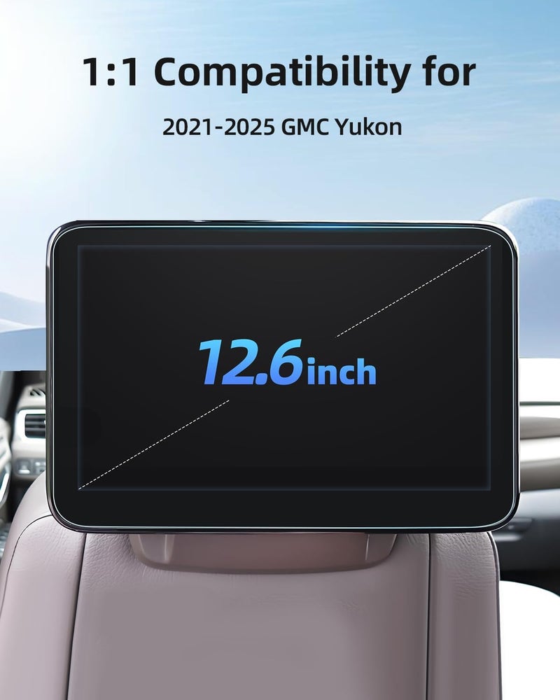 LANGBEAN 2PCS 12.6-Inch Anti-Glare Matte Rear Entertainment Touchscreen Protector for 2021-2025 Yukon(Denali/Denali Ultimate), 2023 2024 Yukon Accessories, 9H Tempered Glass/Anti-fingerprint - Image 2